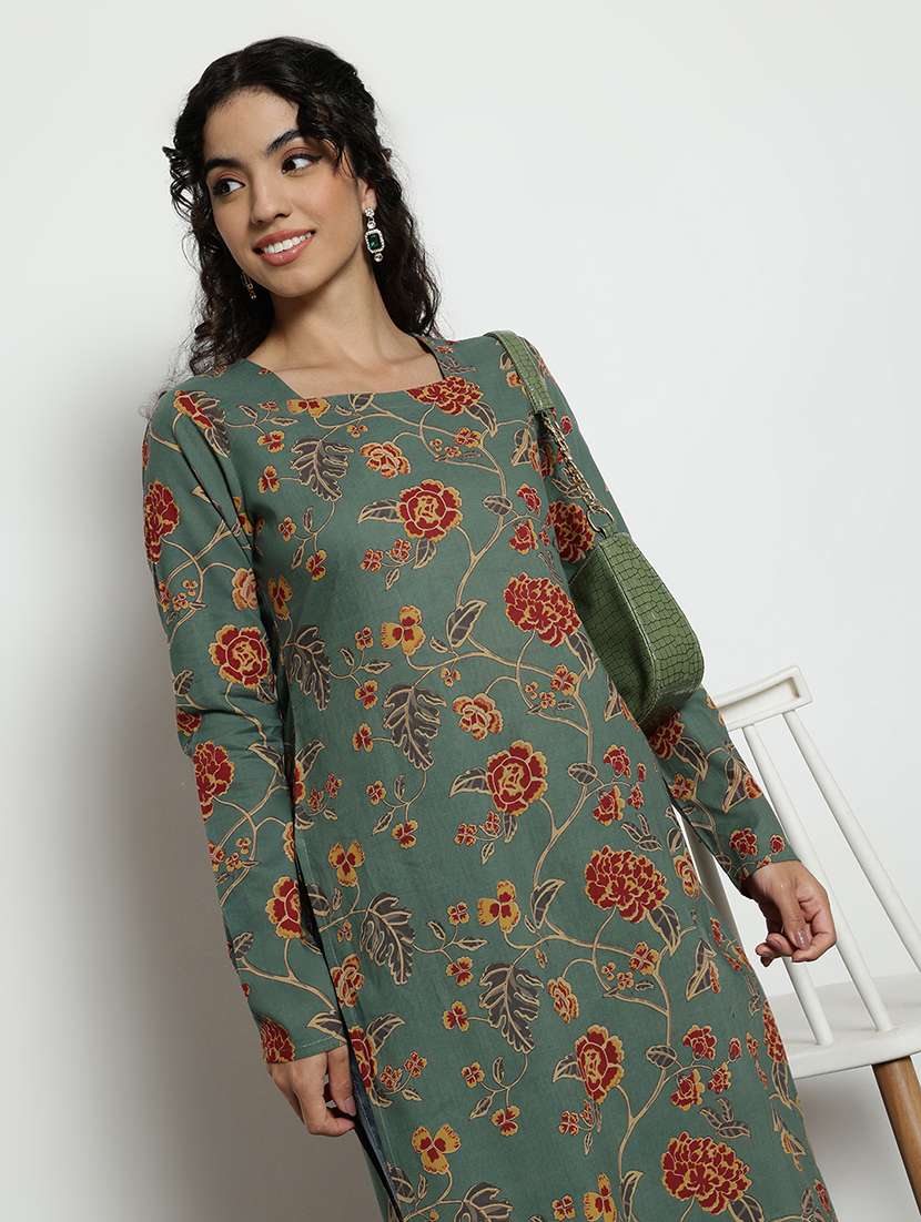 women printed long sleeves straight kurta - 22540261 -  Standard Image - 1