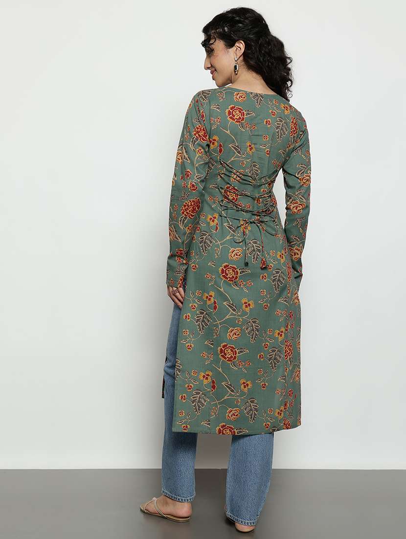 women printed long sleeves straight kurta - 22540261 -  Standard Image - 4