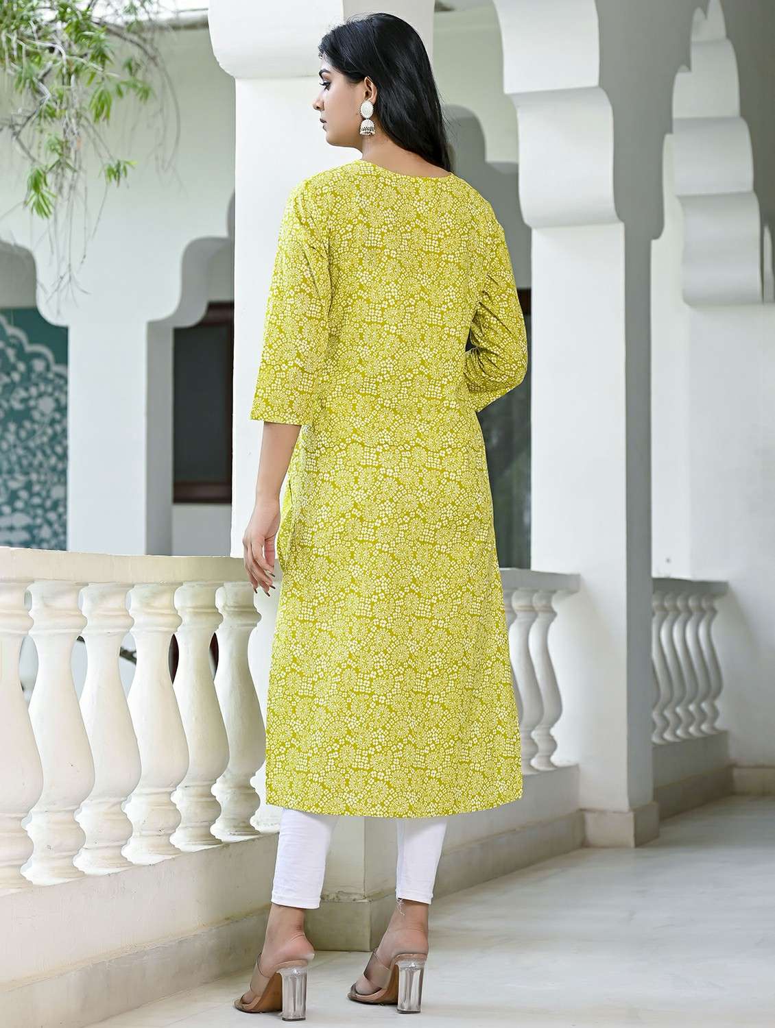 women printed three quarter sleeve straight kurta - 22540304 -  Standard Image - 4