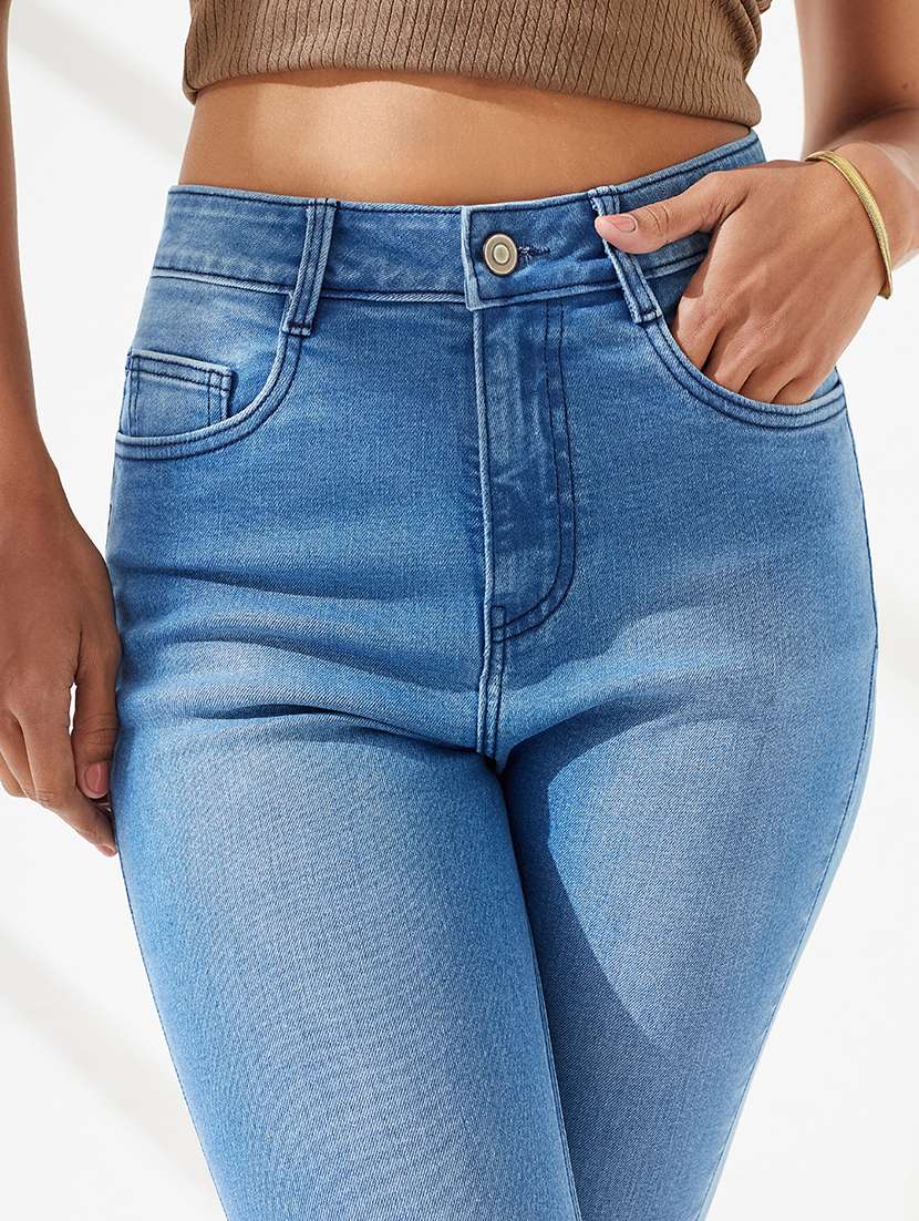 women solid high rise bootcut jeans - 22540401 -  Standard Image - 1