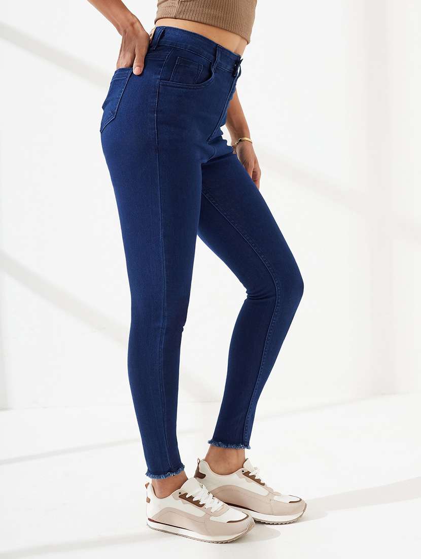 women solid high rise skinny fit jeans - 22540439 -  Standard Image - 1