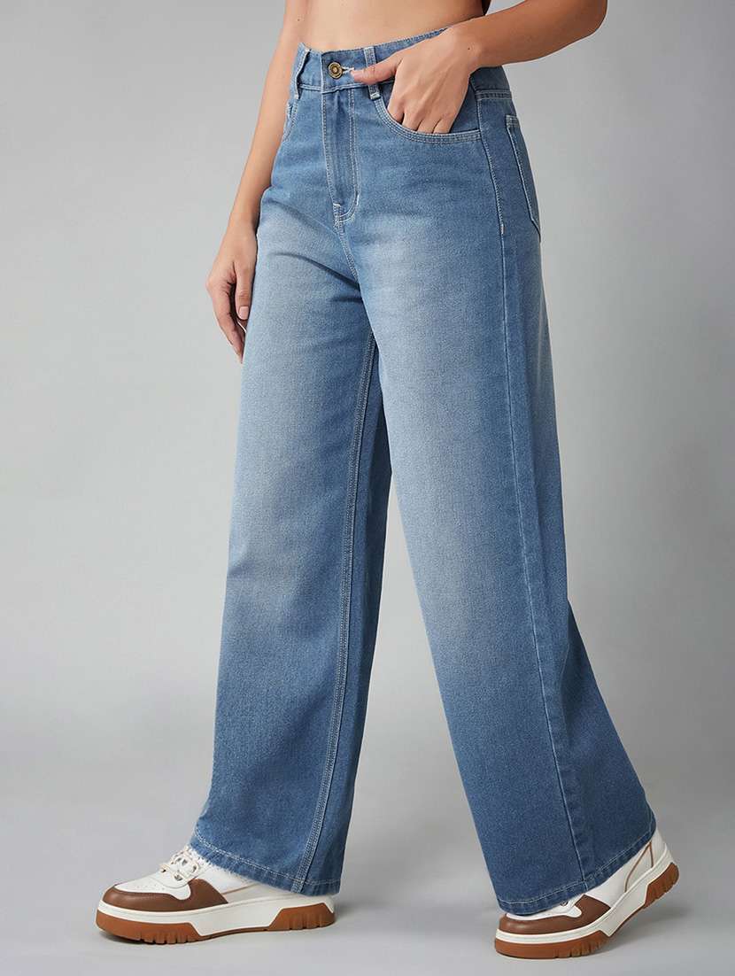 women washed high rise wide leg jeans - 22540442 -  Standard Image - 1