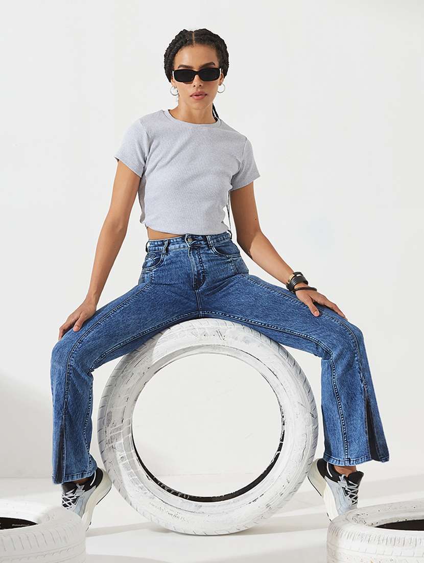 Women Washed High Rise Bootcut Jeans - 22540443 -  Standard Image - 4