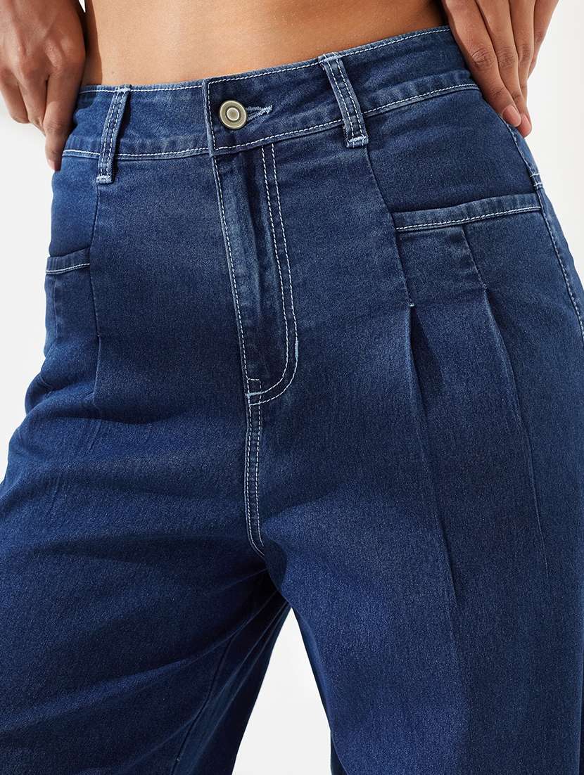 women solid high rise wide leg jeans - 22540444 -  Standard Image - 1