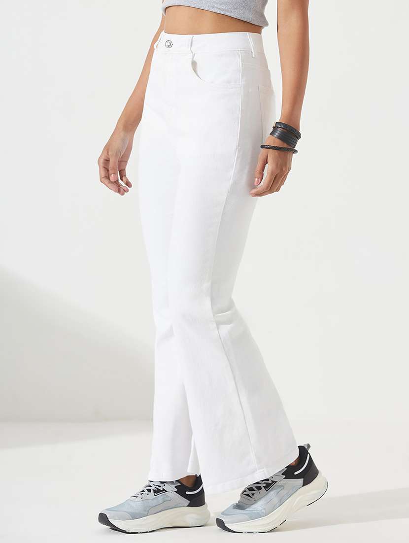 women solid high rise bootcut jeans - 22540452 -  Standard Image - 1