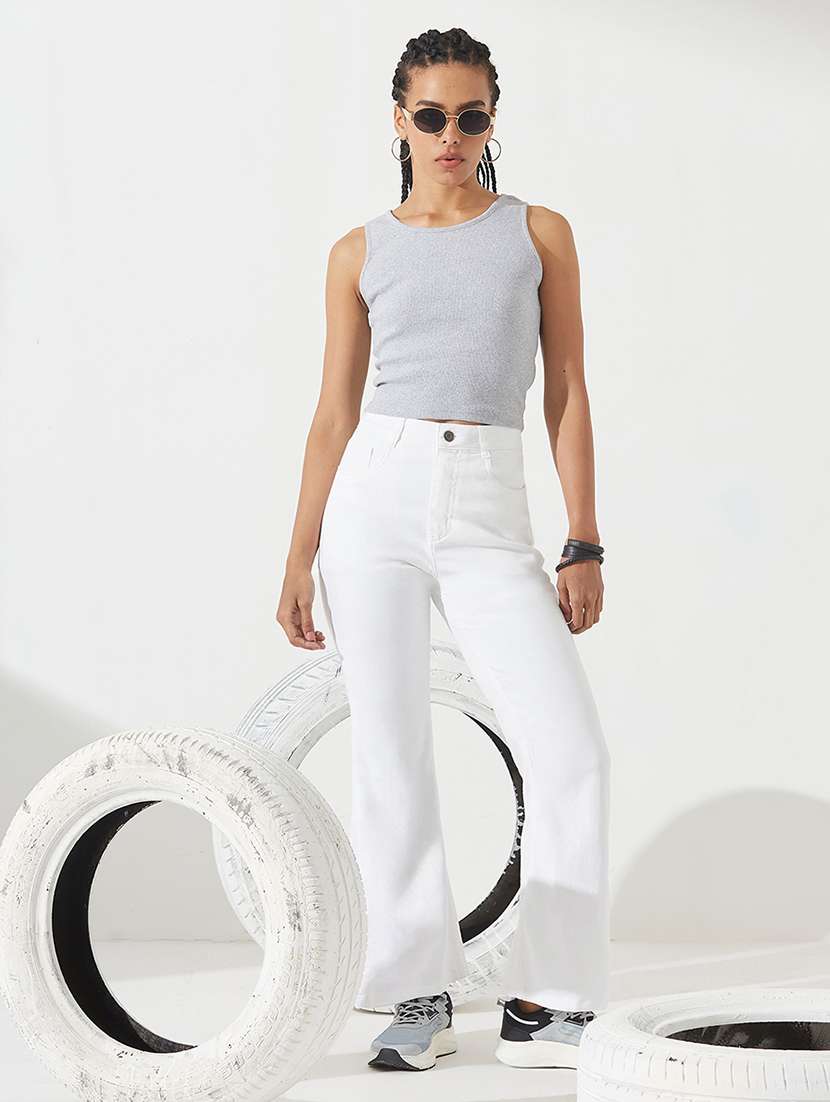 women solid high rise bootcut jeans - 22540452 -  Standard Image - 4