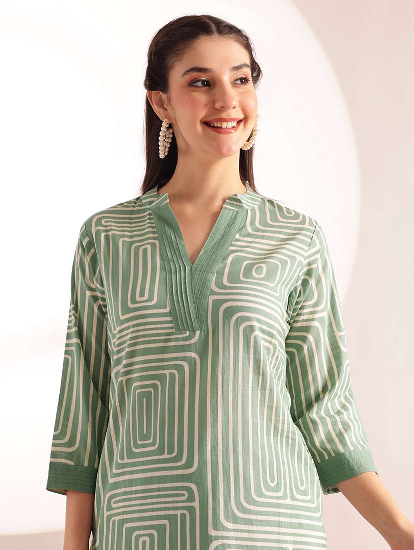 women printed three quarter sleeves kurta palazzo set - 22540457 -  Standard Image - 1