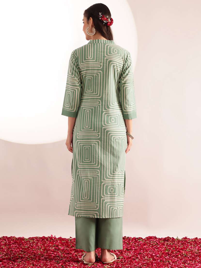 women printed three quarter sleeves kurta palazzo set - 22540457 -  Standard Image - 4