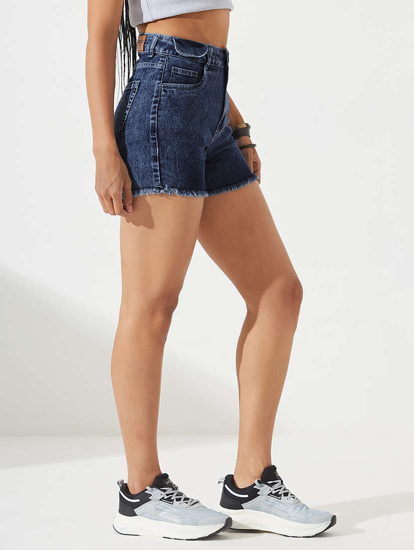 women washed high rise denim shorts - 22540476 -  Standard Image - 1
