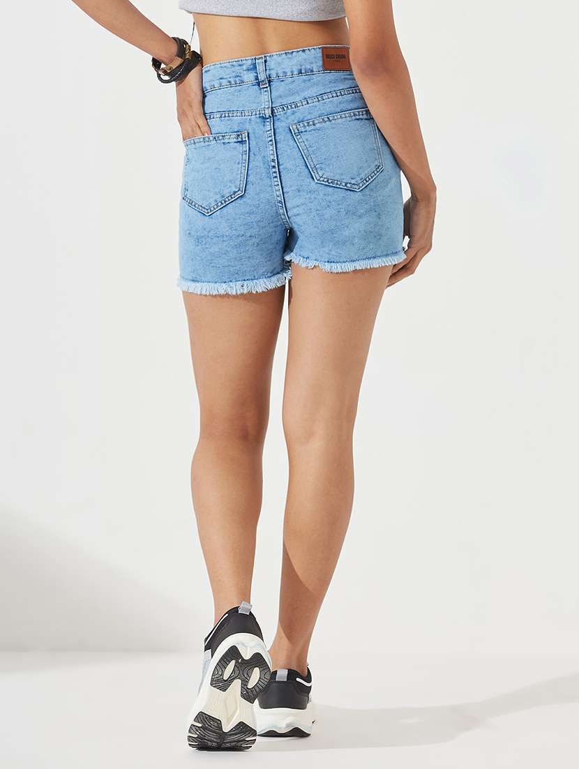 women distressed high rise denim shorts - 22540482 -  Standard Image - 4