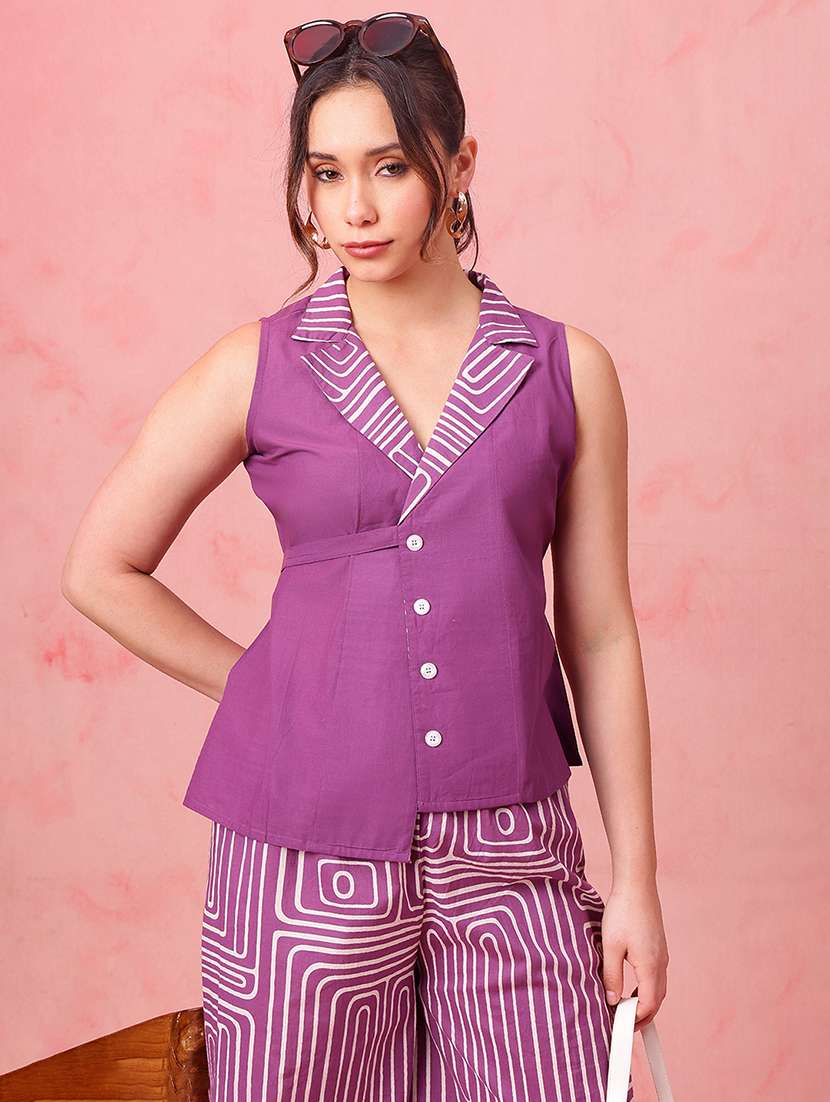 women printed sleeveless ethnic co-ord set - 22540487 -  Standard Image - 1