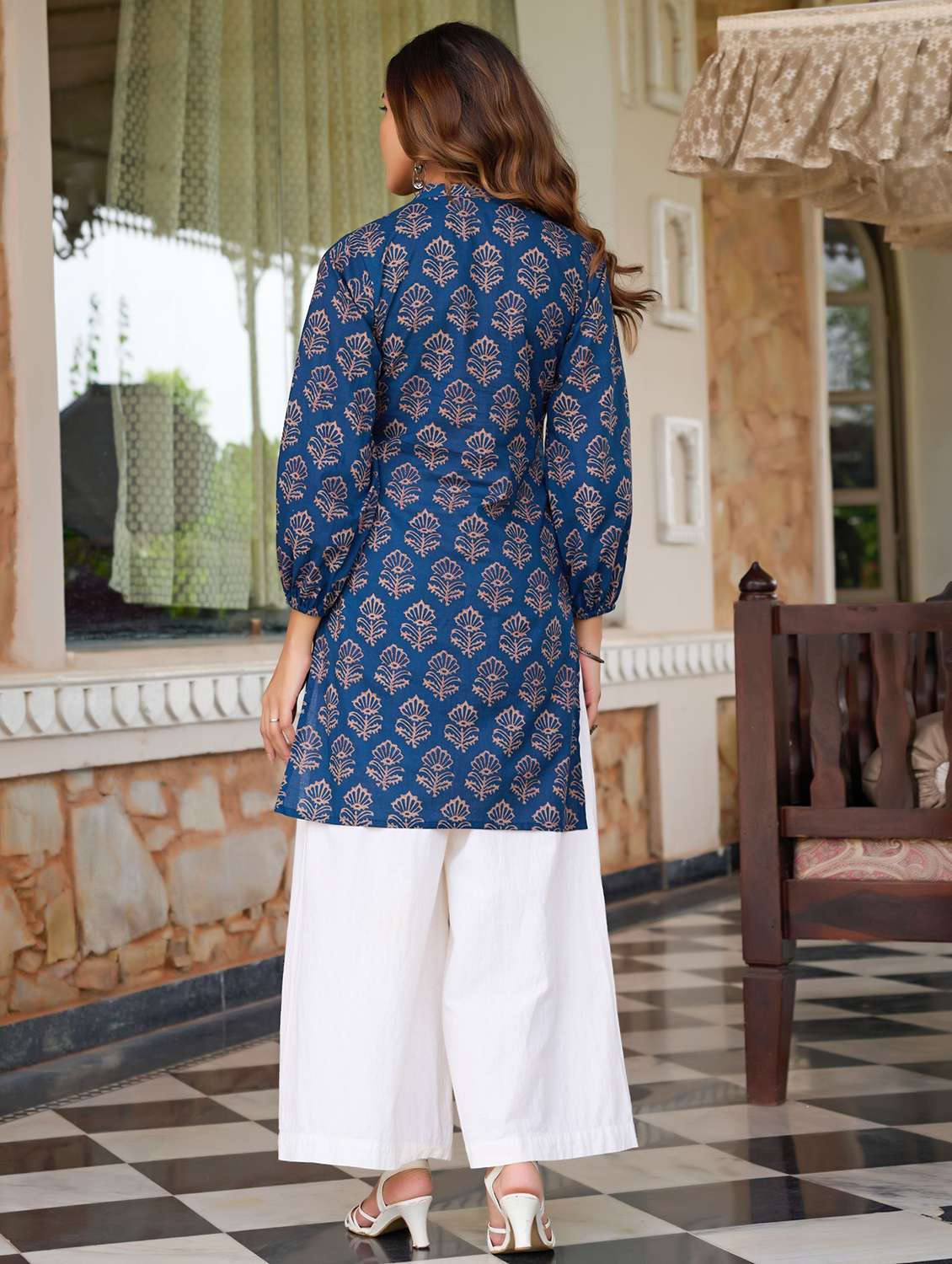 women printed three quarter sleeves straight kurti - 22540531 -  Standard Image - 4