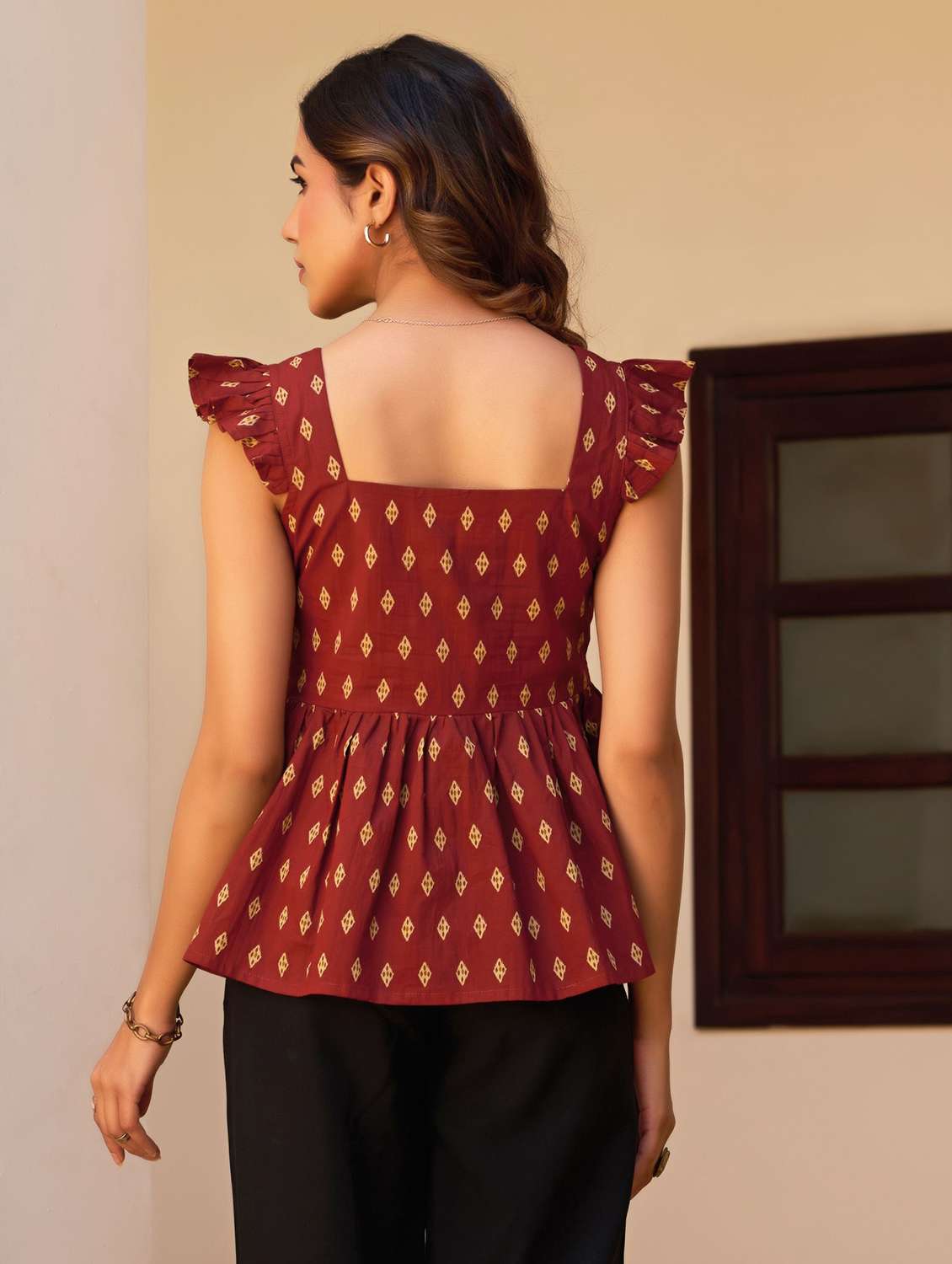 women printed square neck peplum top - 22540534 -  Standard Image - 4