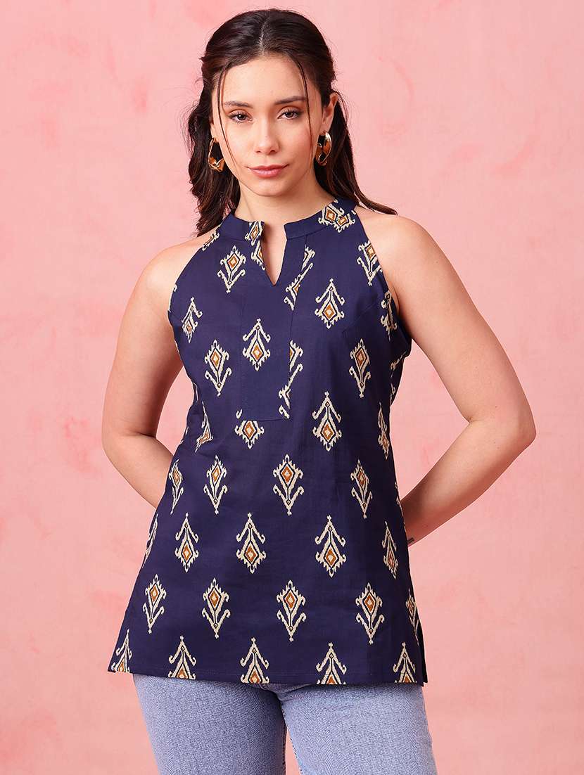 women printed sleeveless straight kurti - 22540549 -  Standard Image - 1