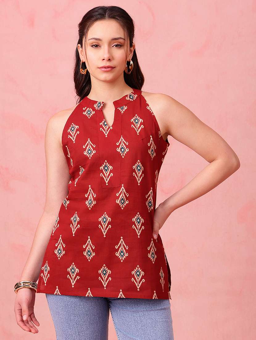 women printed sleeveless straight kurti - 22540550 -  Standard Image - 1