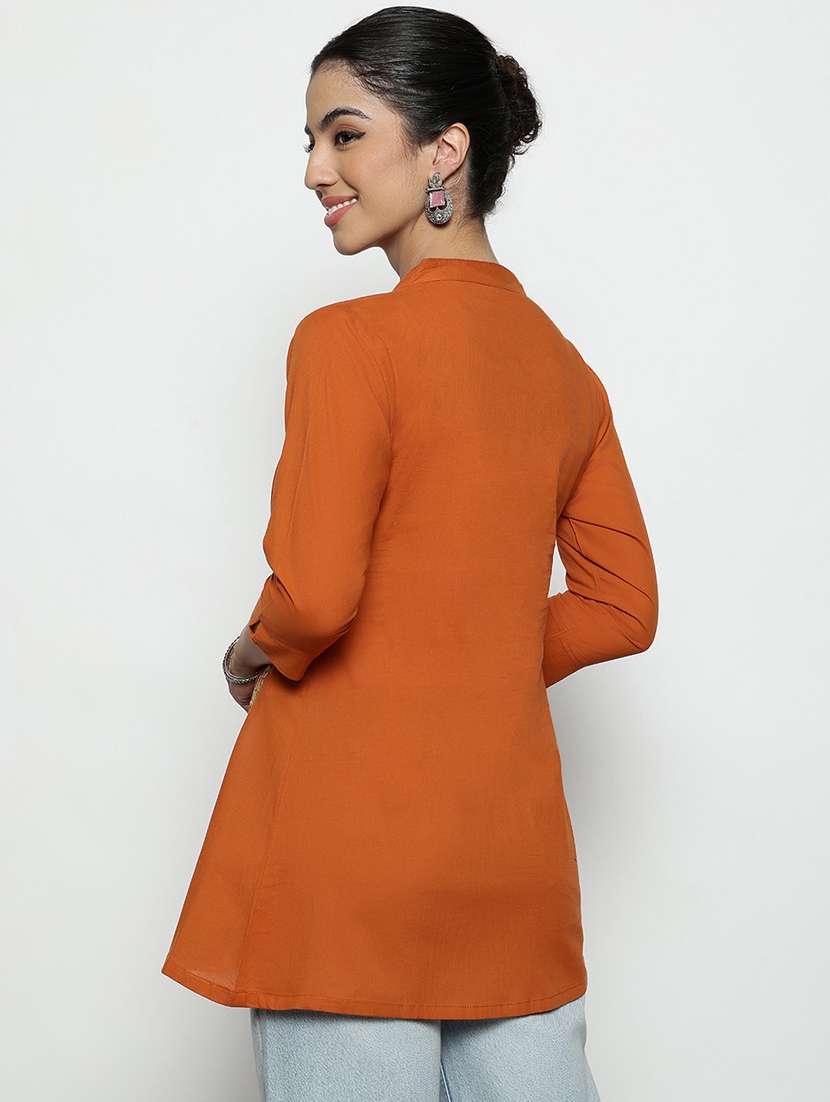 women embroidered three quarter sleeves a-line tunic - 22540560 -  Standard Image - 4