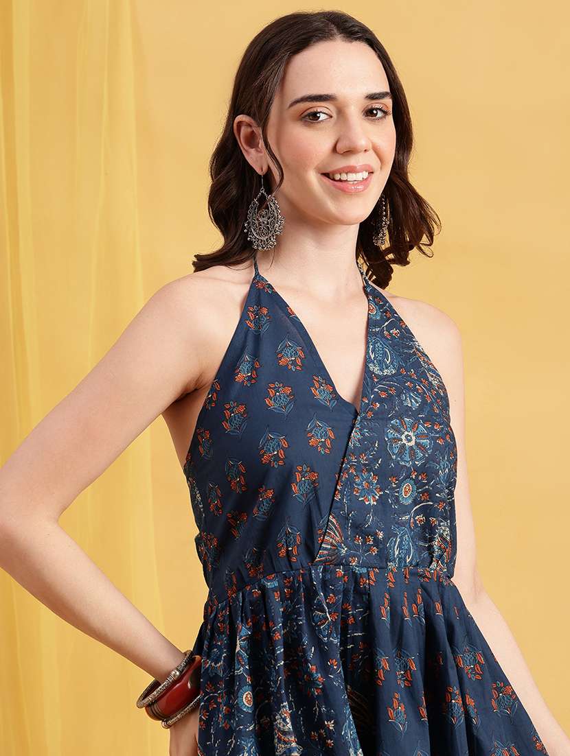 Women Printed Halter Neck Asymmetric Top - 22540563 -  Standard Image - 1