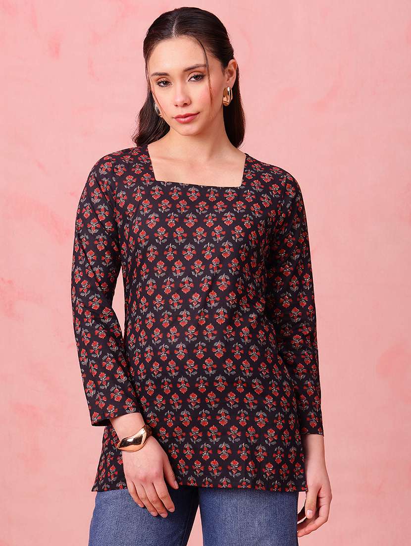 women printed long sleeves straight kurti - 22540565 -  Standard Image - 1