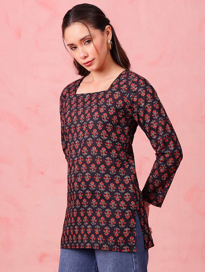 women printed long sleeves straight kurti - 22540565 -  Standard Image - 4
