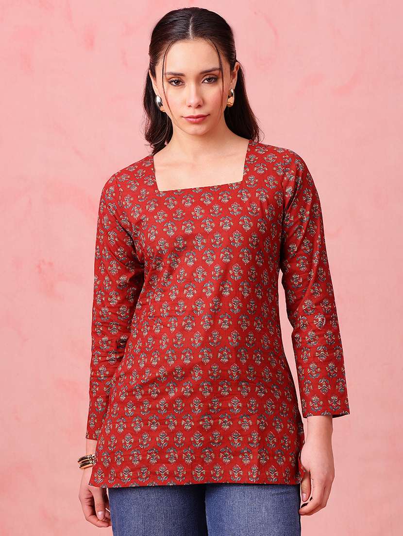 women printed long sleeves straight kurti - 22540566 -  Standard Image - 1