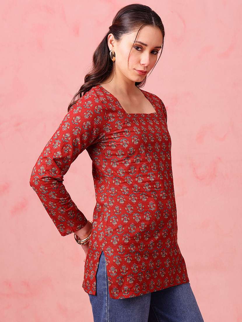 women printed long sleeves straight kurti - 22540566 -  Standard Image - 4