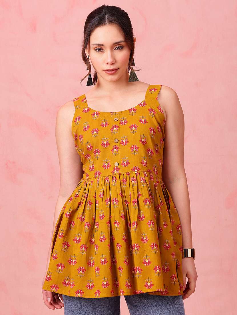 women printed sleeveless peplum tunic - 22540567 -  Standard Image - 1