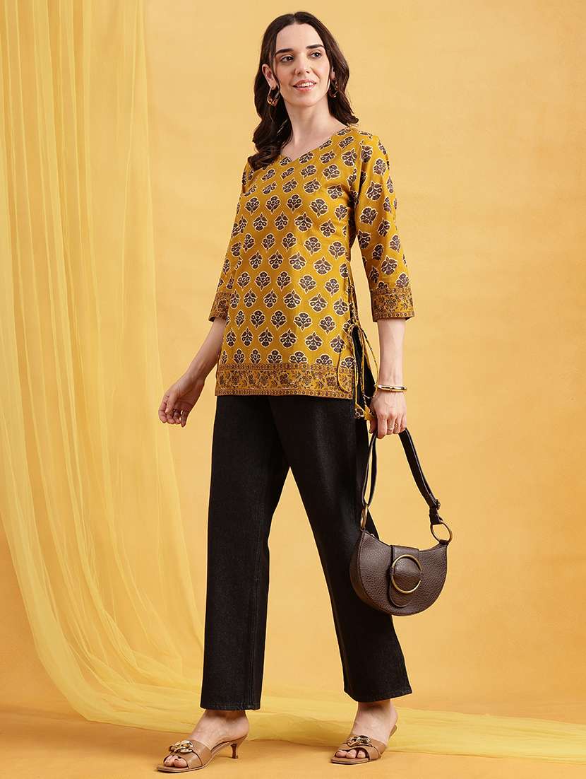 women printed three quarter sleeves straight kurti - 22540572 -  Standard Image - 4