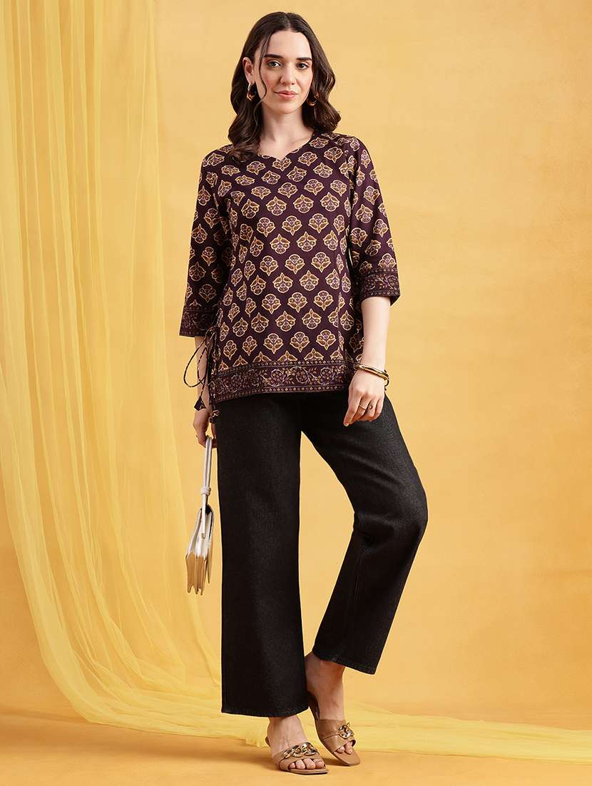 women printed three quarter sleeves straight kurti - 22540576 -  Standard Image - 4
