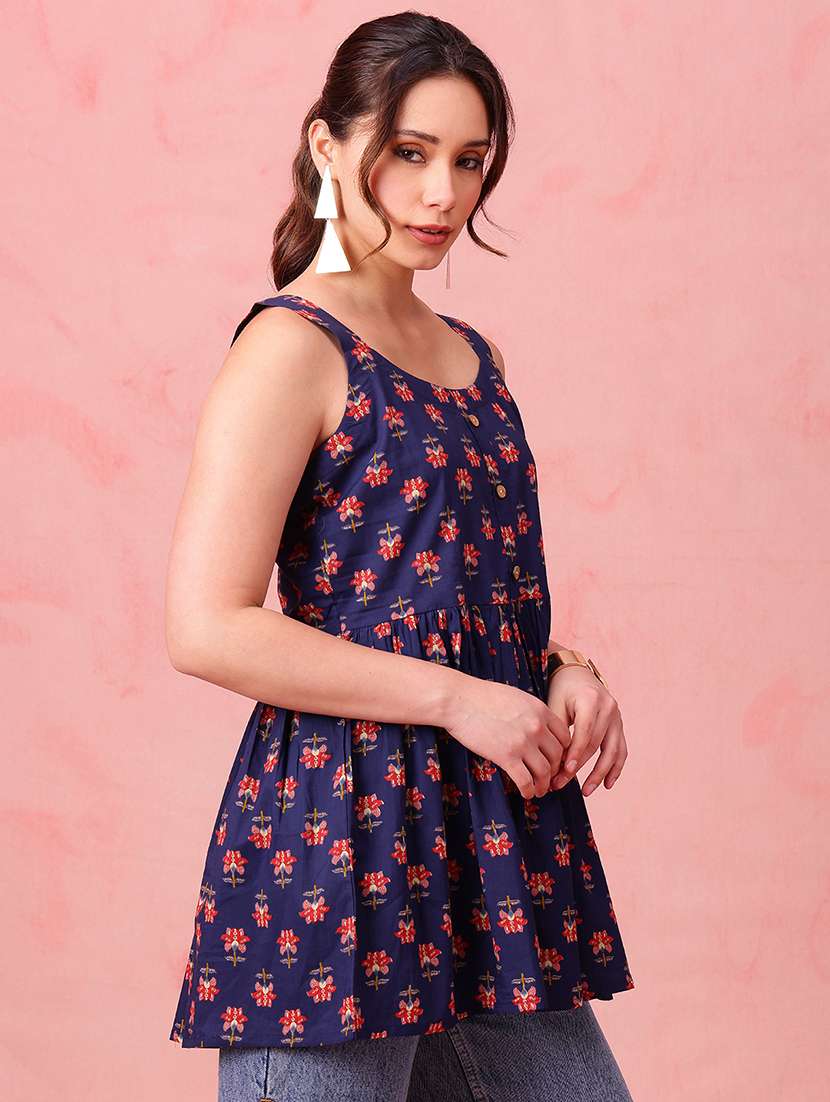 women printed sleeveless peplum tunic - 22540578 -  Standard Image - 4