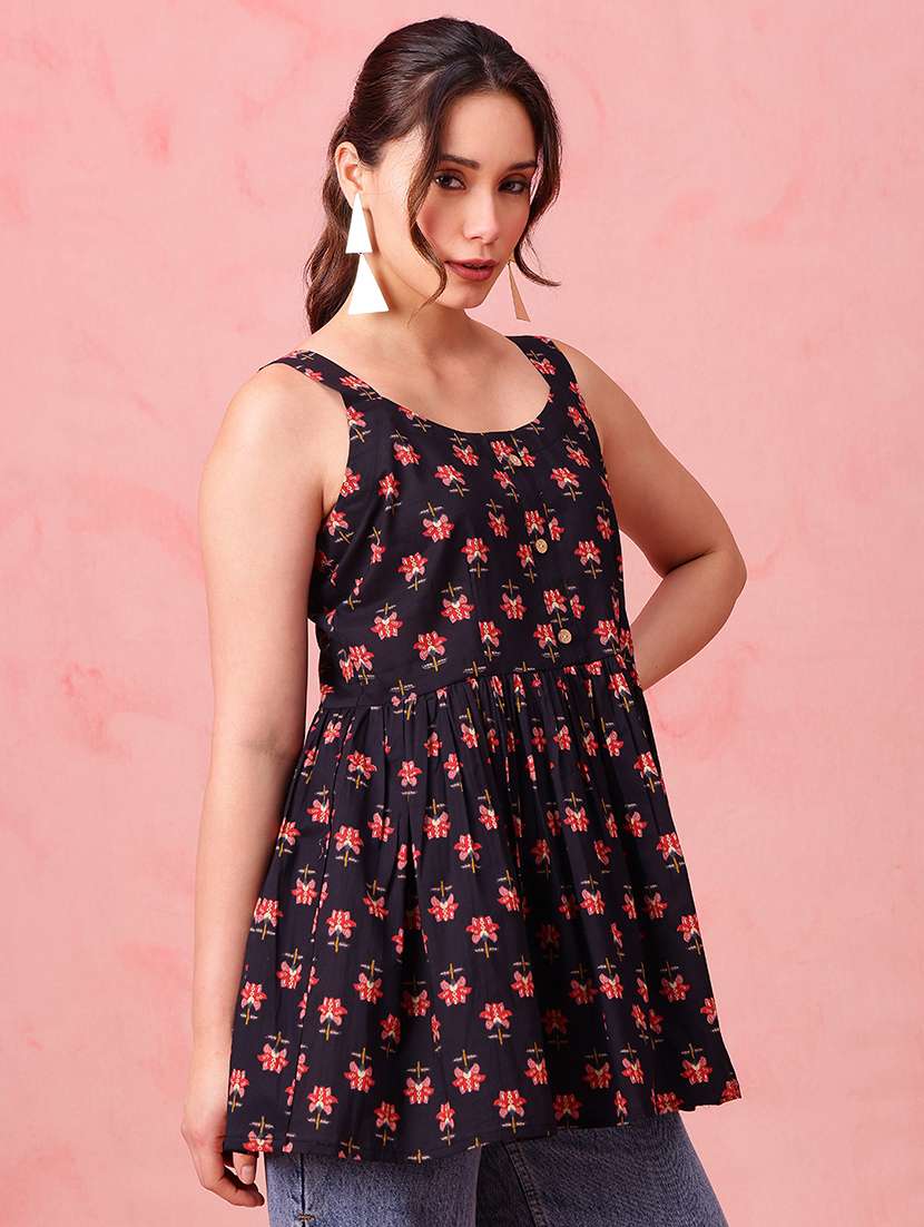 women printed sleeveless peplum tunic - 22540579 -  Standard Image - 4