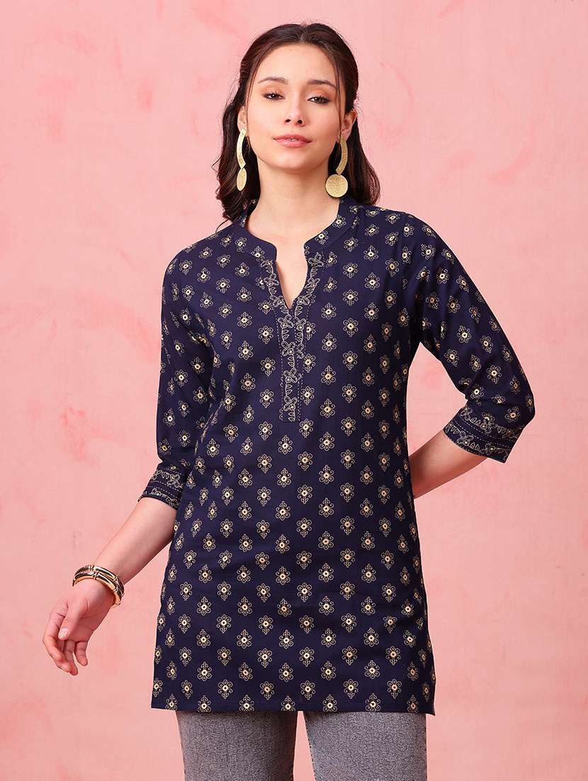 women printed three quarter sleeves straight kurti - 22540580 -  Standard Image - 1