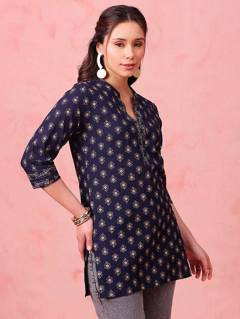 women printed three quarter sleeves straight kurti - 22540580 -  Standard Image - 4