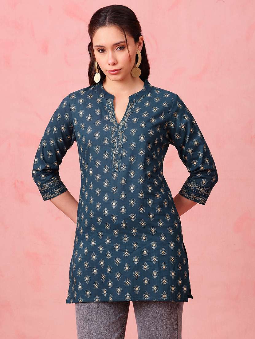 women printed three quarter sleeves straight kurti - 22540581 -  Standard Image - 1