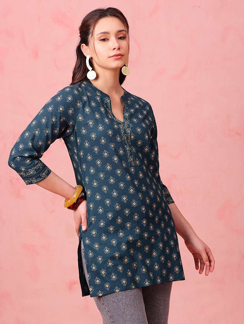 women printed three quarter sleeves straight kurti - 22540581 -  Standard Image - 4