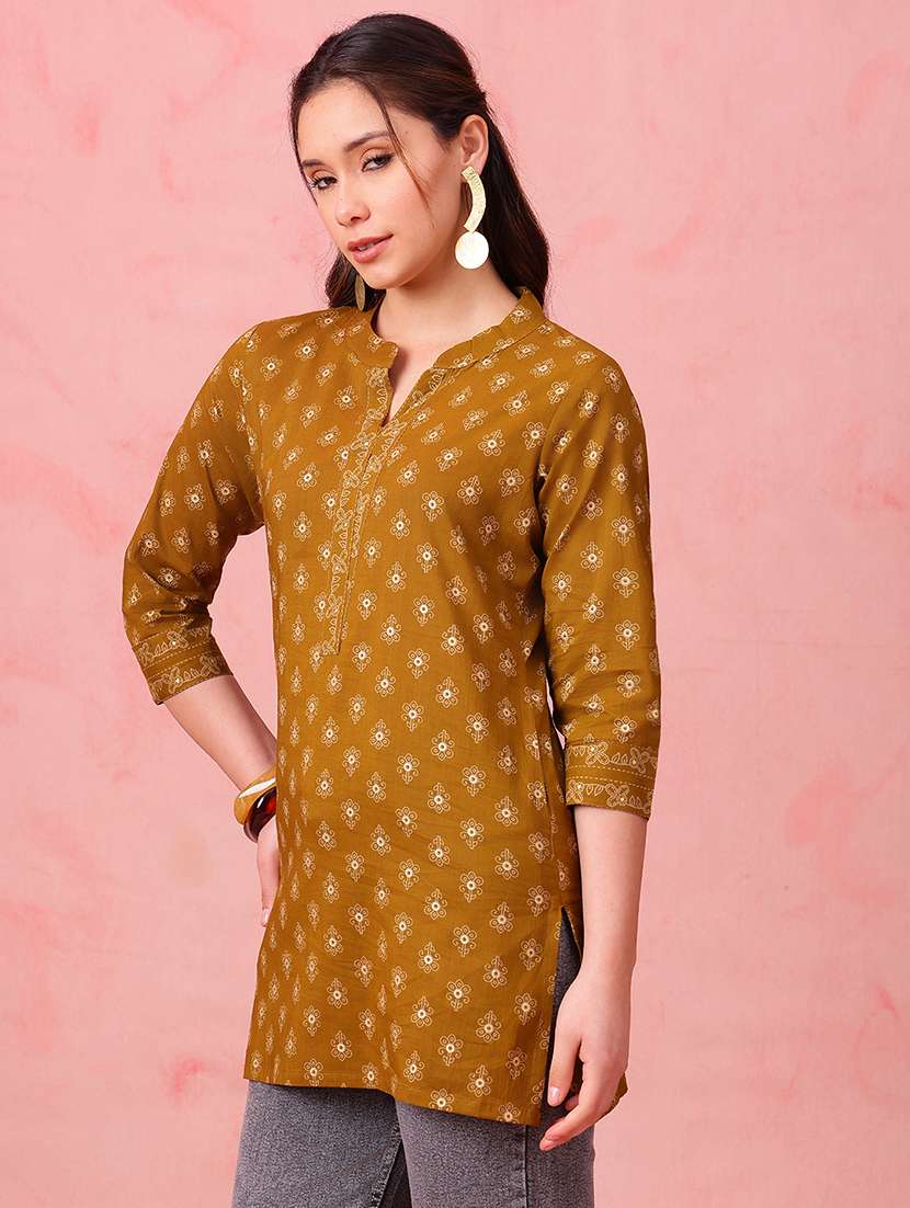women printed three quarter sleeves straight kurti - 22540582 -  Standard Image - 4