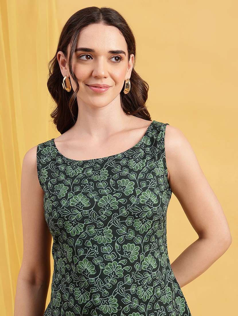 Women Printed Sleeveless Straight Kurti - 22540596 -  Standard Image - 1