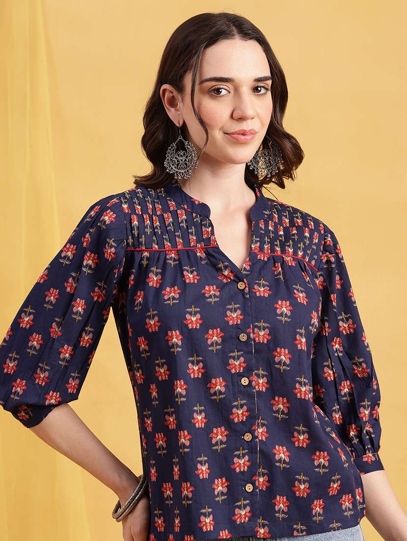 women printed puff sleeves regular top - 22540599 -  Standard Image - 1