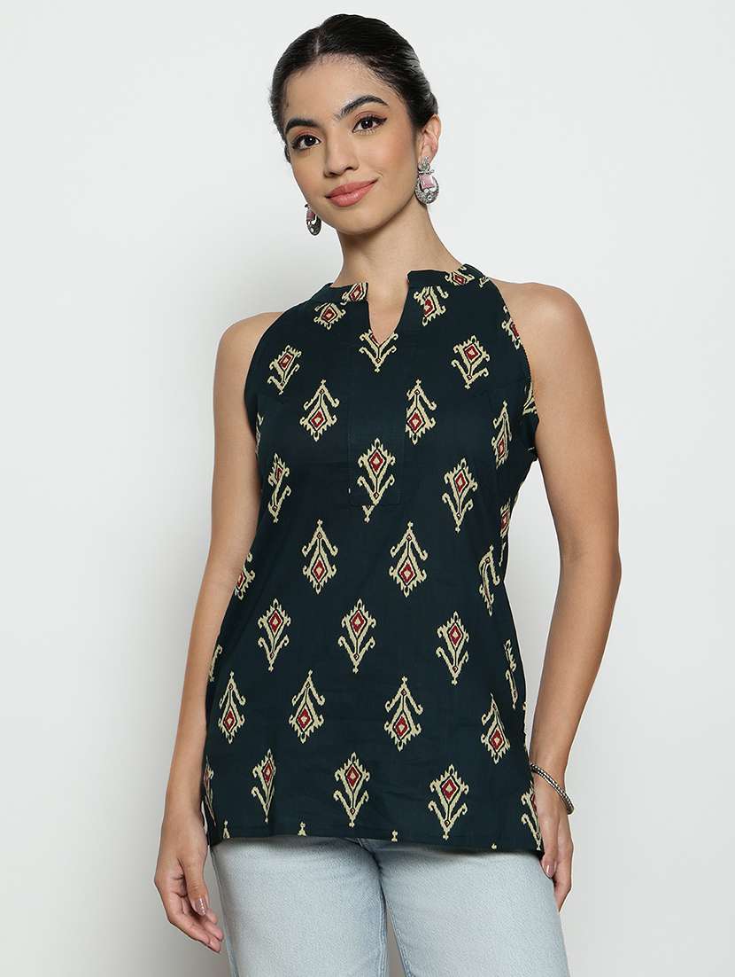 women printed sleeveless straight kurti - 22540601 -  Standard Image - 1