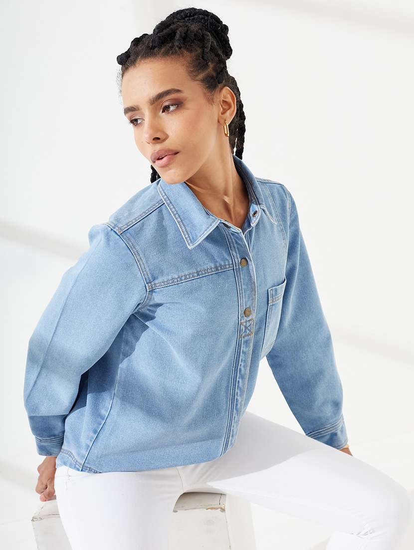 women solid collared regular shirt