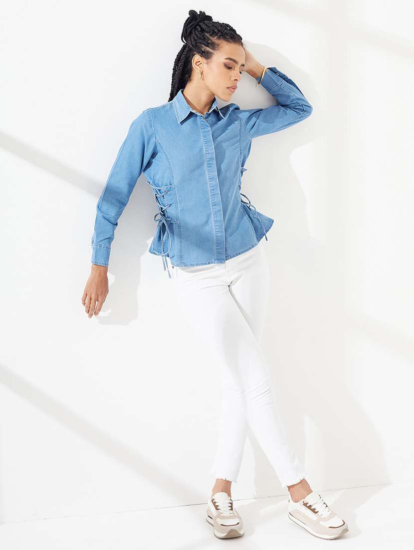 Women Solid Collared Slim Fit Shirt - 22540614 -  Standard Image - 4