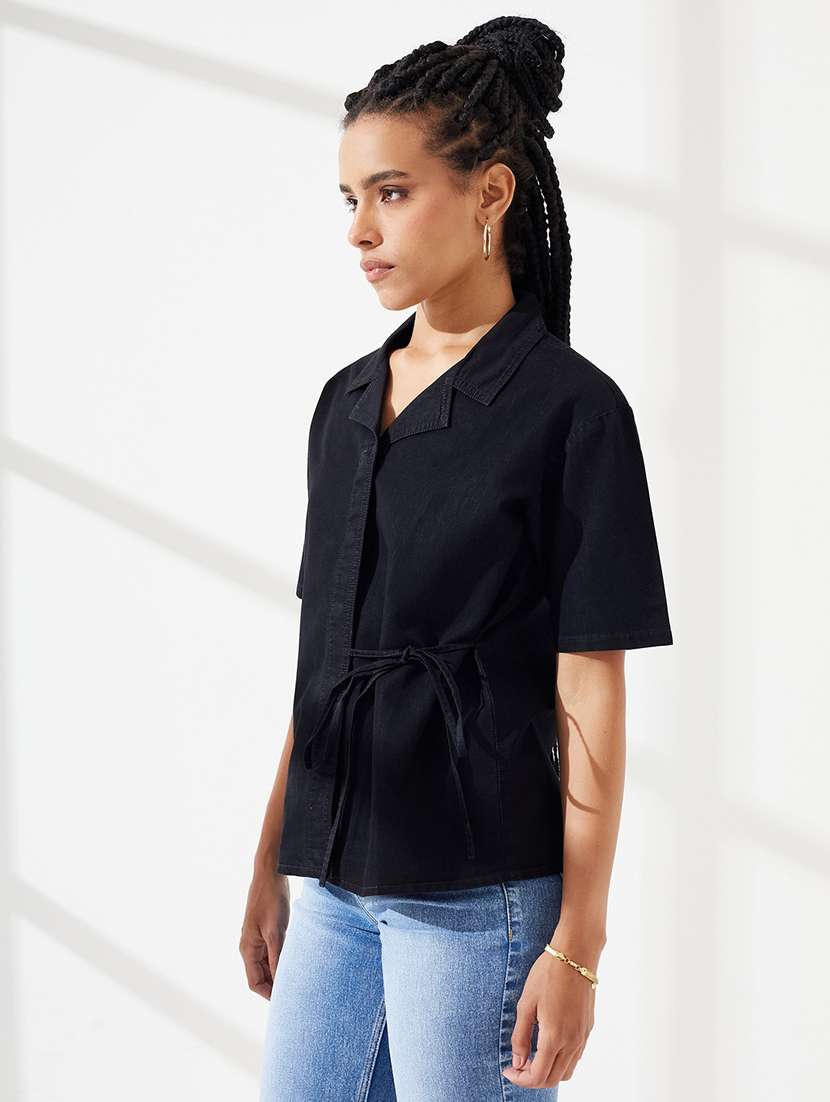 women solid short sleeves regular shirt - 22540615 -  Standard Image - 1