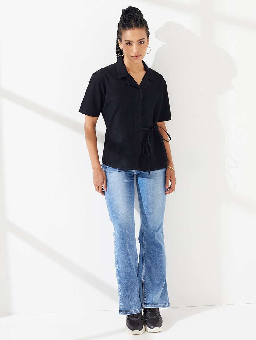 women solid short sleeves regular shirt - 22540615 -  Standard Image - 4