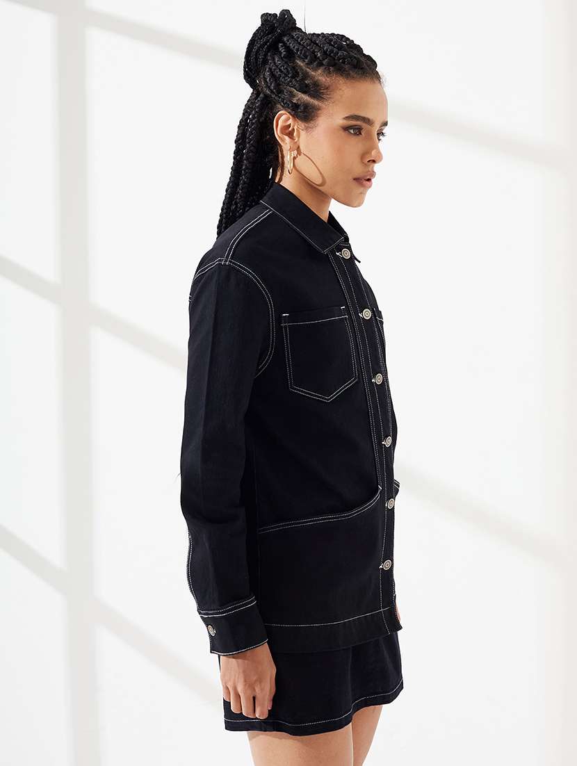 women solid long sleeves regular jacket - 22540617 -  Standard Image - 1