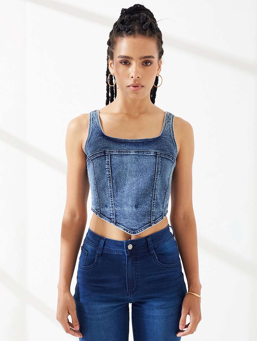 women solid sleeveless crop top - 22540620 -  Standard Image - 1
