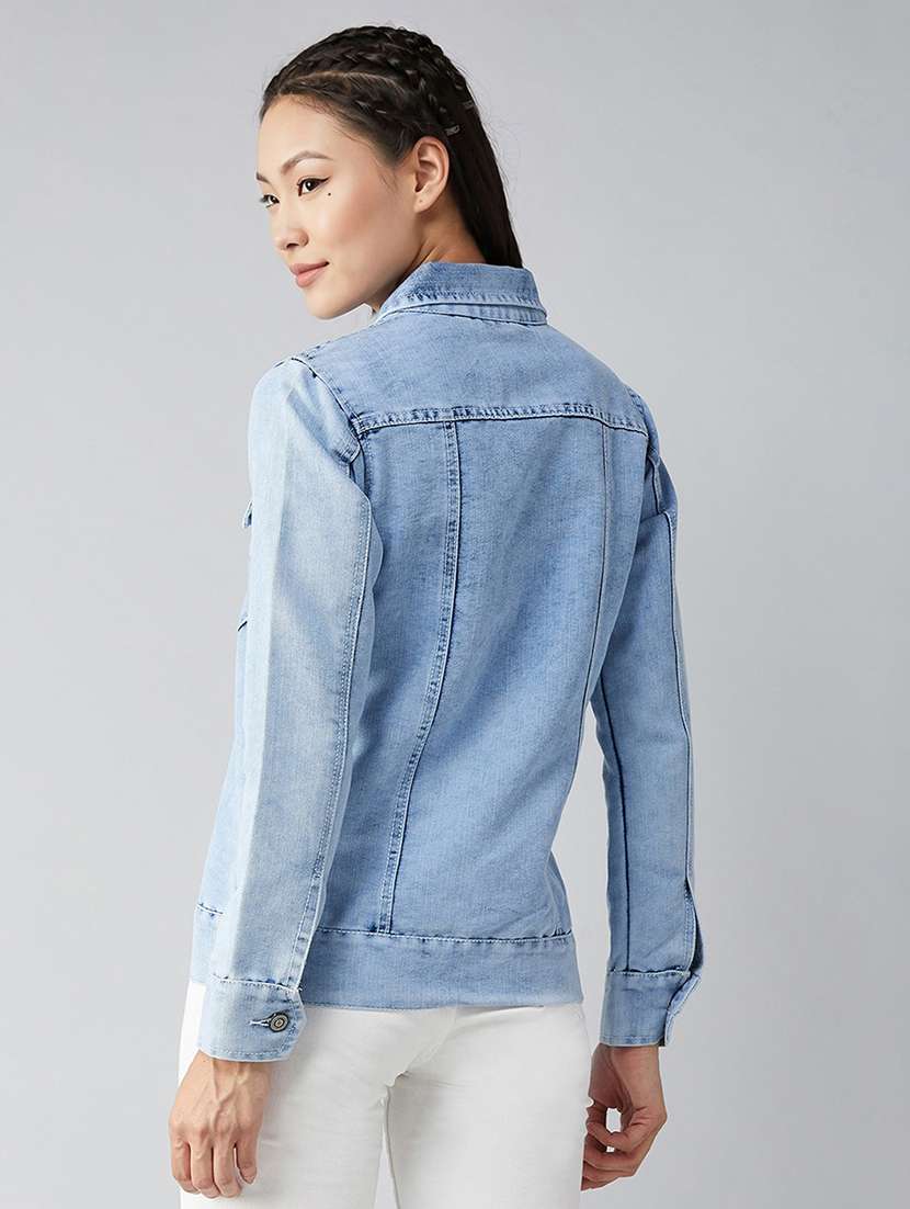 women solid long sleeves regular jacket - 22540622 -  Standard Image - 4