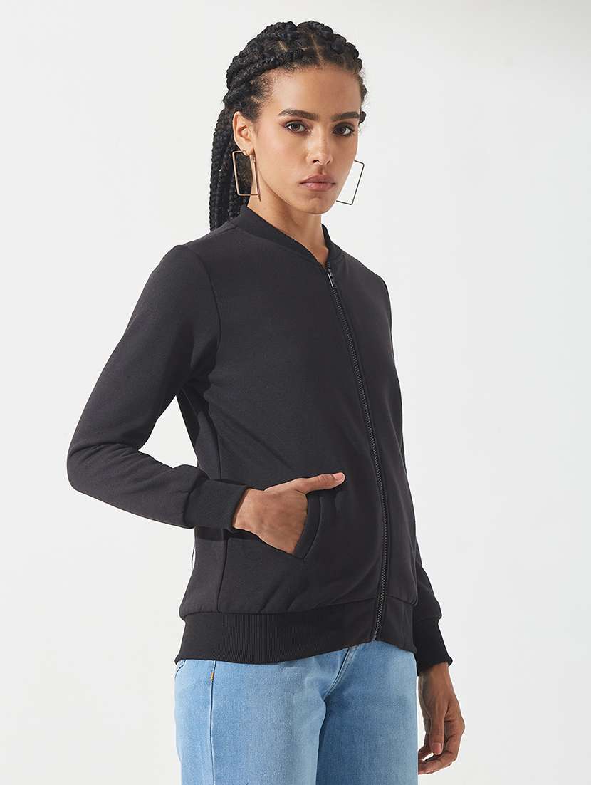 women solid long sleeves bomber jacket - 22540623 -  Standard Image - 1