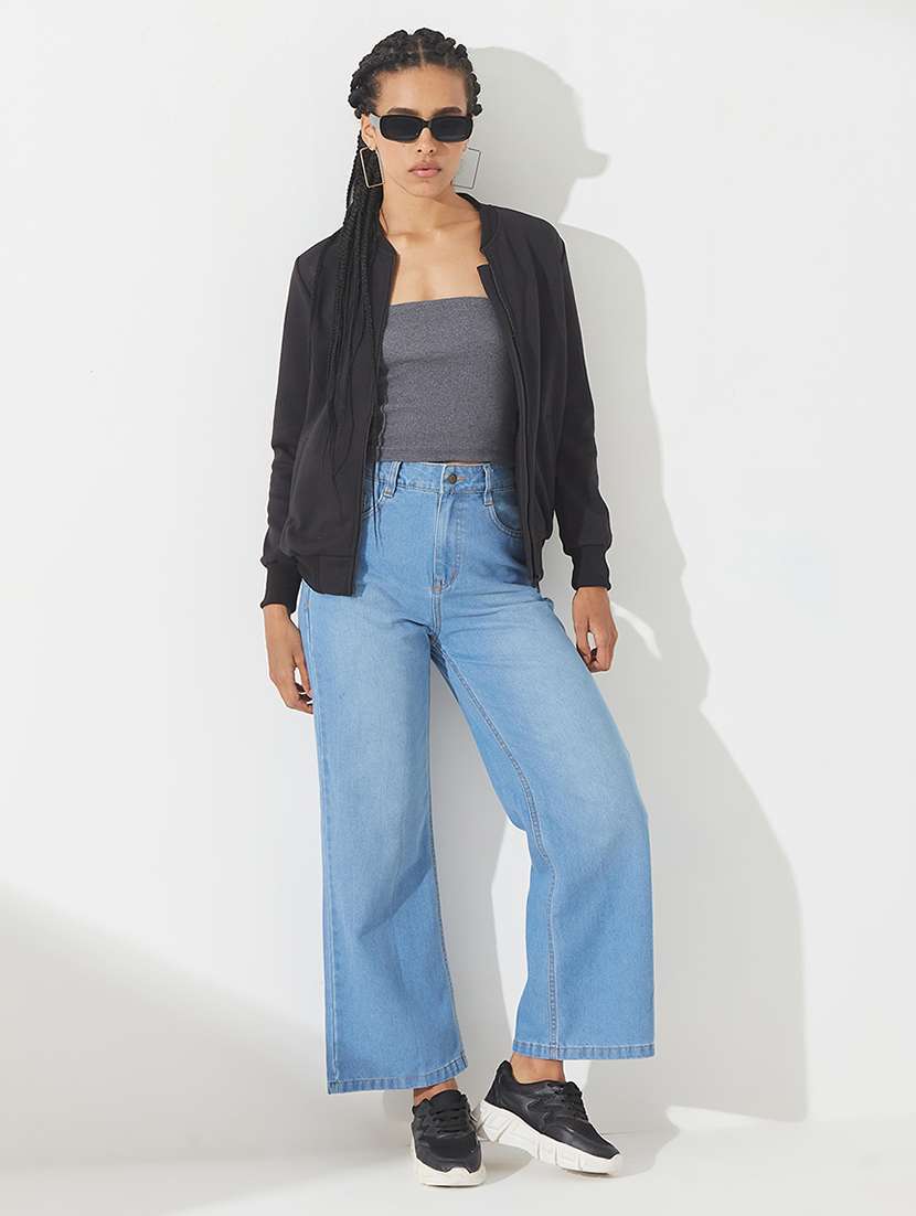 women solid long sleeves bomber jacket - 22540623 -  Standard Image - 4