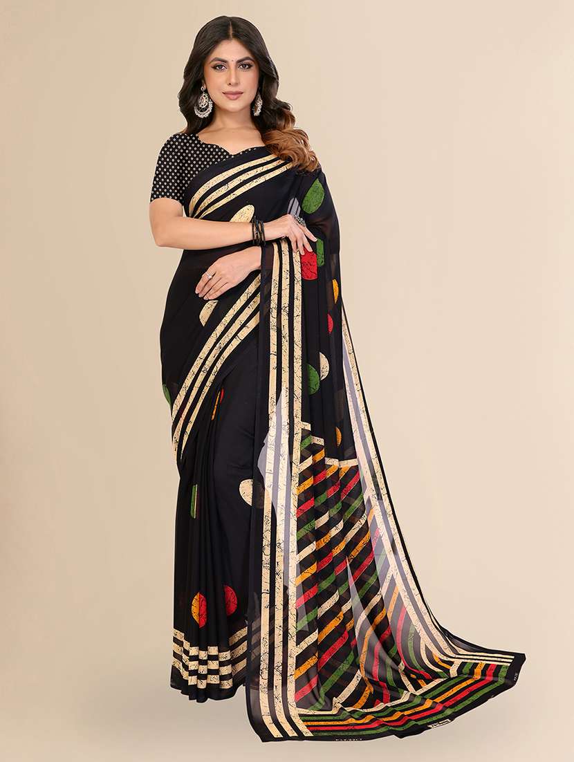 women printed casual wear saree with blouse