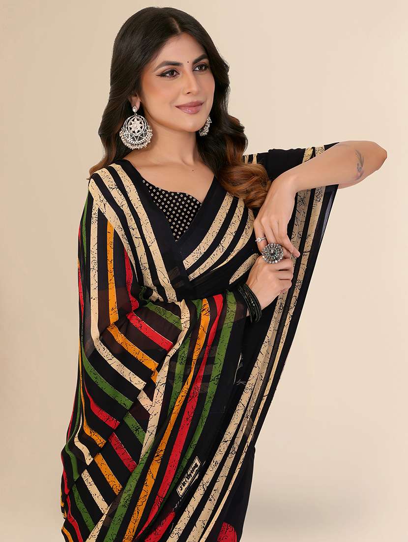 Women Printed Casual Wear Saree With Blouse - 22540638 -  Standard Image - 1