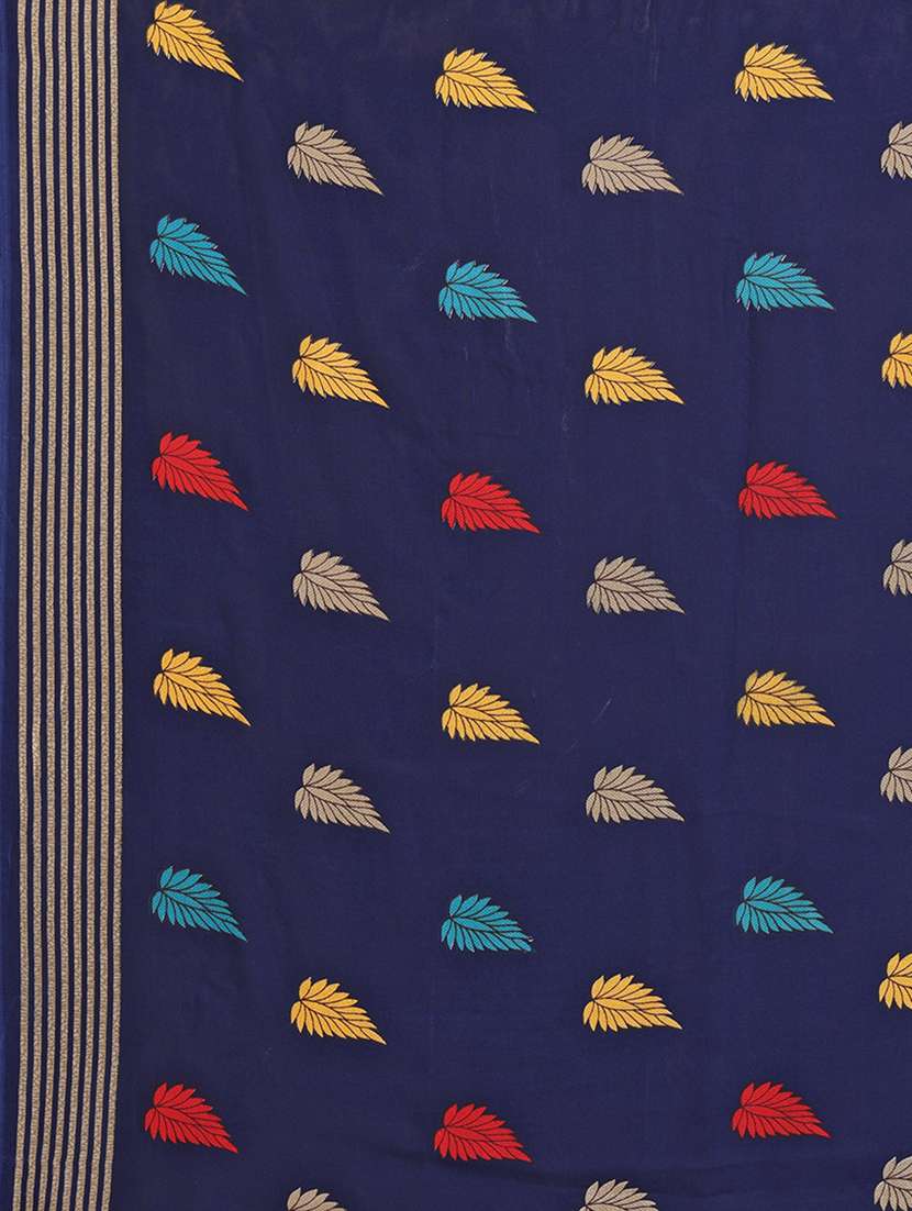 navy blue georgette printed saree with blouse - 22540691 -  Standard Image - 4